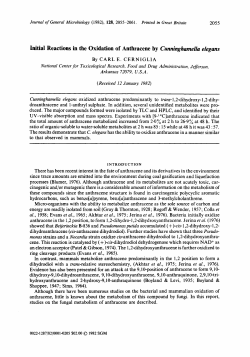 Initial Reactions in the Oxidation of Anthracene by