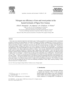 Nitrogen use efficiency of taro and sweet potato in the humid