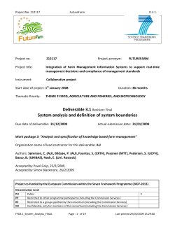 Deliverable 3.1 Revision: Final System analysis and definition of
