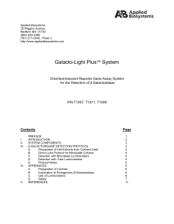 Galacto-Light&trade; Plus System Protocol (PN T9003J)