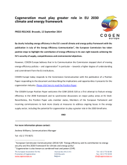Cogeneration must play greater role in EU 2030