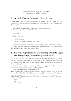 1 A Bad Way to Compute Discrete Log 2 Fast(er) Algorithm for