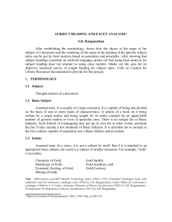 SUBJECT HEADING AND FACET ANALYSIS
