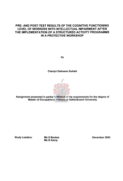 pre- and post-test results of the cognitive functioning level of workers