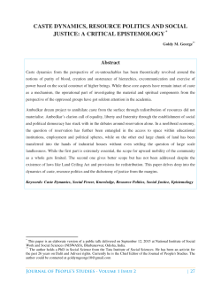 caste dynamics, resource politics and social justice