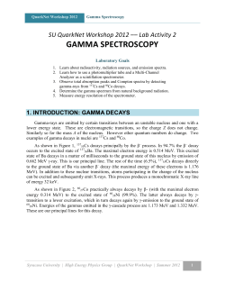 Gamma Spectroscopy - HEP Educational Outreach
