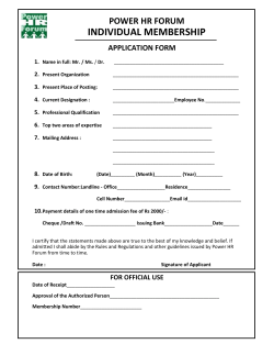 APPLICATION FORM Name in full: Mr. / Ms. / Dr. ____ Present