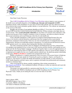 LGBT-Friendliness Kit for Primary Care Physicians