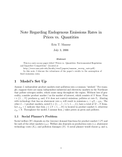 Note Regarding Endogenous Emissions Rates in Prices vs. Quantities