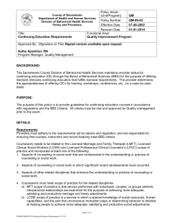 QM 09-03 Continuing Education Requirements