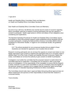 Letter to HDECs - Health and Disability Ethics Committees