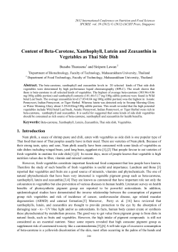 Content of Beta-Carotene, Xanthophyll, Lutein and