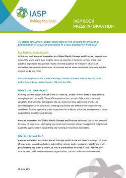 iasp book press information - Areas of Innovation in a Global World