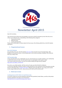 Newsletter April 2015 - International Association for Cognitive
