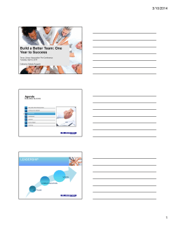 Build a Better Team: One Year to Success