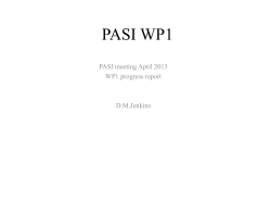 Ongoing PASI UK WP1 work