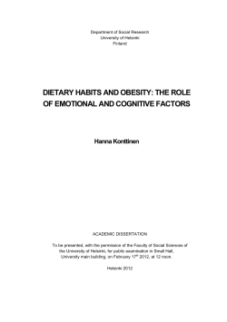dietary habits and obesity: the role of emotional and cognitive factors