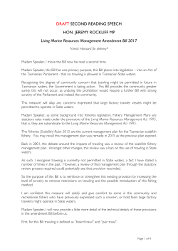 DRAFT SECOND READING SPEECH HON. JEREMY ROCKLIFF