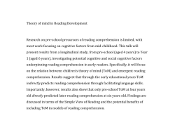 Theory of mind in Reading Development Research on pre