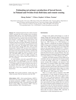 Estimating net primary production of boreal forests in