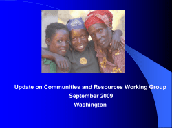 Update on Communities and Resources Working Group
