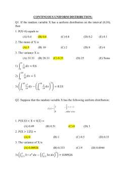 CONTINUOUS UNIFORM DISTRIBUTION: Q1. If the random