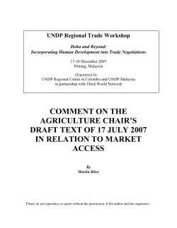 Comment on Agriculture market access