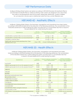 Performance Data - Multipure Drinking Water Systems
