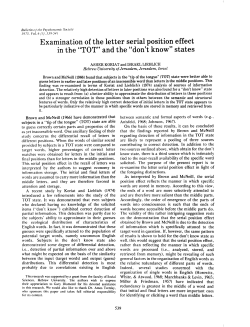 Examination of the letter serial position effect in the "TOT"