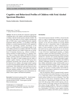 Cognitive and Behavioral Profiles of Children with Fetal Alcohol
