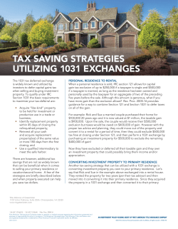 tax saving strategies utilizing 1031 exchanges