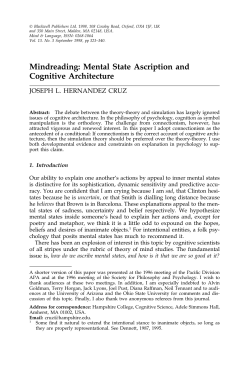 Mindreading: Mental State Ascription and Cognitive Architecture