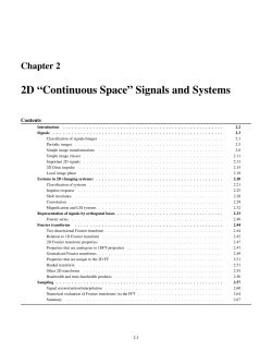 2D &ldquo;Continuous Space&rdquo; Signals and Systems