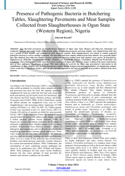 Presence of Pathogenic Bacteria in Butchering Tables, Slaughtering