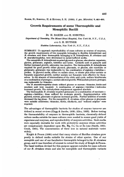 Growth Requirements of some Thermophilic and