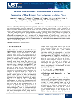 Journal of Sciences Preparation of Plant Extracts from Indigenous
