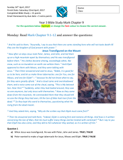 Monday: Read Mark Chapter 9:1