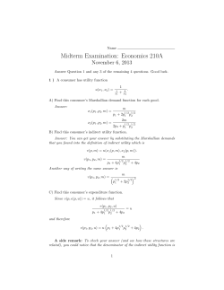Midterm Examination: Economics 210A