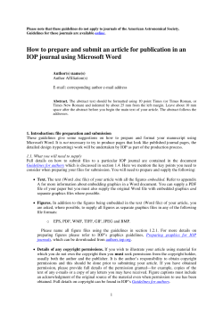How to prepare and submit an article for publication in an IOP