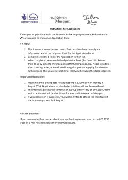 Instructions for Applications Thank you for your interest in the