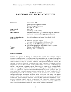 language and social cognition - Cognitive Science, CEU