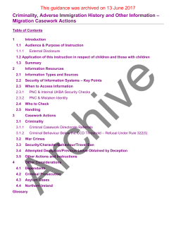 Criminality, Adverse Immigration History and Other Information