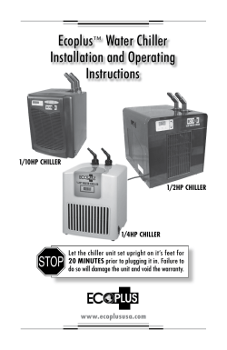 Ecoplus&trade; Water Chiller Installation and