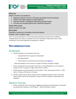 clinical screening for hemochromatosis
