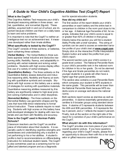A Guide to Your Child`s Cognitive Abilities Test (CogAT) Report