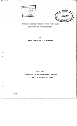 FERTILIZER RESPONSE FUNCTIONS OF RICE IN SRI LANKA