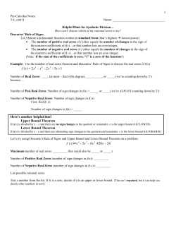 Pre-Calculus Notes: 3.6, cont`d Name: Helpful Hints for Synthetic