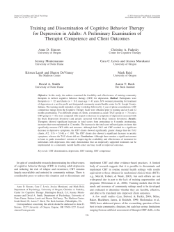 Training and Dissemination of Cognitive Behavior Therapy for