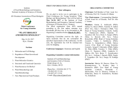FIRST INFORMATION LETTER &ldquo;PLANT BIOLOGY AND