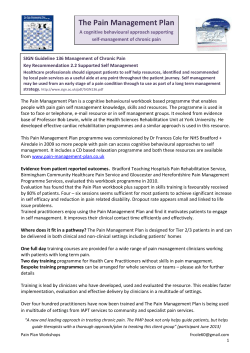 The Pain Management Plan
